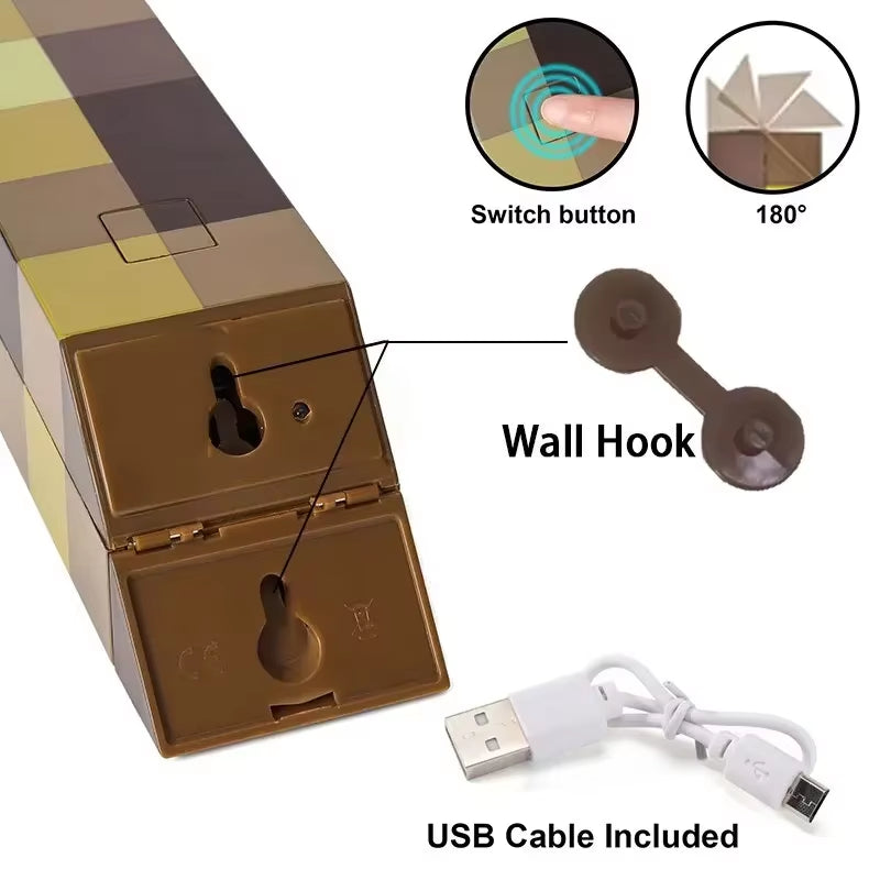 11.5 Inch Brownstone Torch Led Night Lights USB Rechargeable Table Light Game Room Decoration Lamp Kids Birthday Gifts Toy Lamps