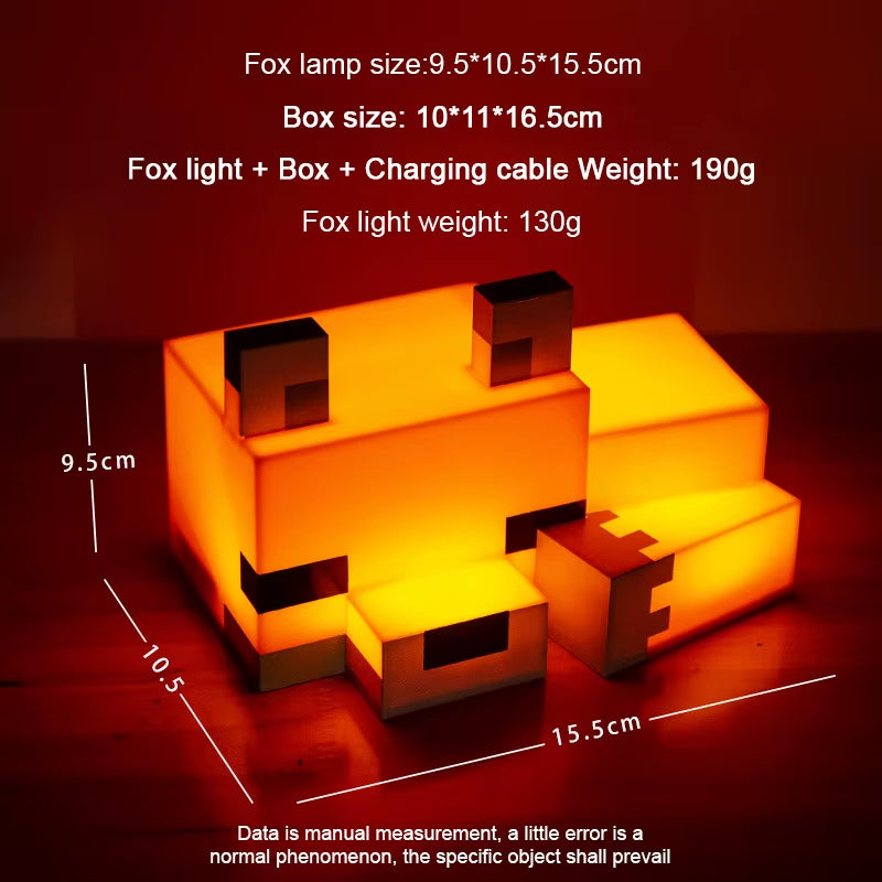 MC Game Cute Fox Night Light Soft Orange Glow Officially Licensed Decor and Desk Lamp for Gaming Room or Kids and Tween Bedroom