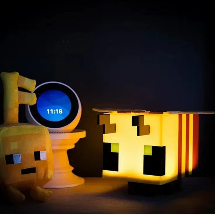 My World LED Toy Creative Bee Night Light MC Model Room Home Atmosphere Luminous Table Lamp Children'S Gift